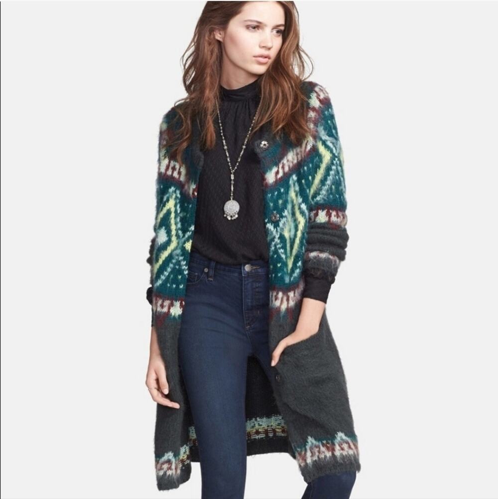 Free People Frosted Fairisle Small Cardigan Sweater